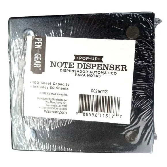 Pen Gear Pop Up Note Dispenser 50 Sheets Included Weighted Accordion Black New - Picture 2 of 4
